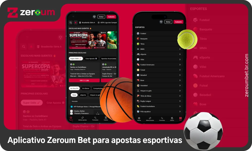 No aplicativo Zeroum Bet, jogadores do Brasil podem fazer apostas em várias competições esportivas internacionais e regionais