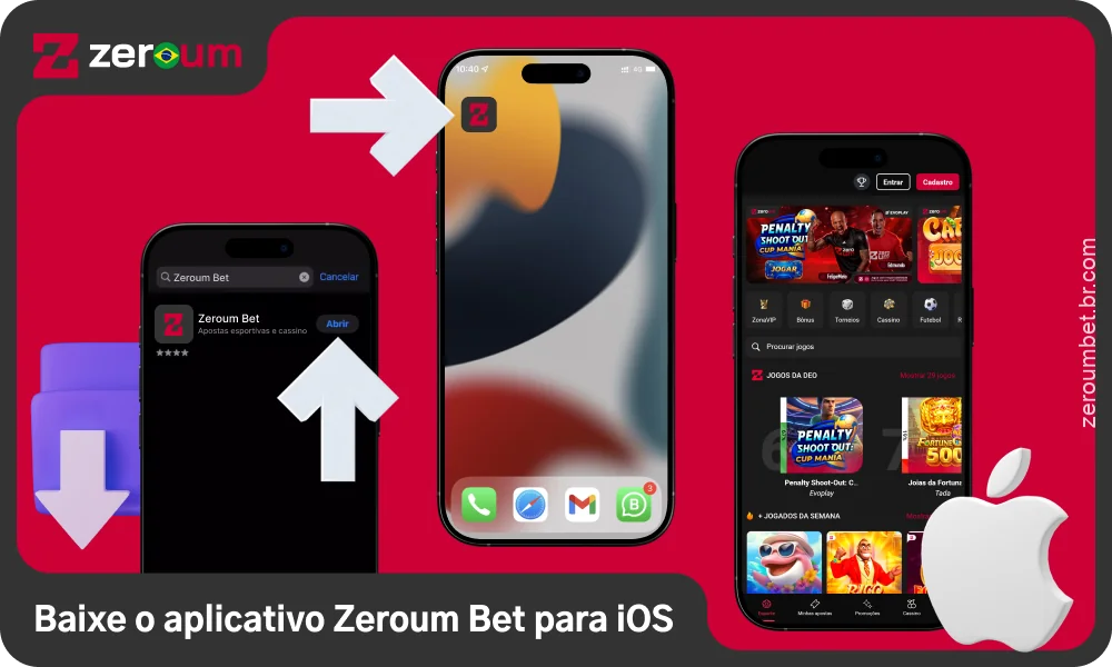 Os usuários iOS no Brasil podem baixar e instalar o aplicativo Zeroum Bet através da App Store
