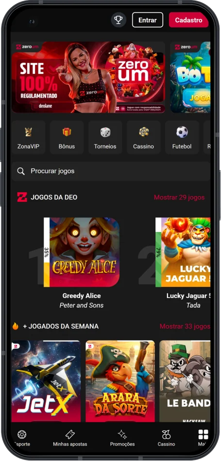 Captura de tela do aplicativo Zeroum Bet