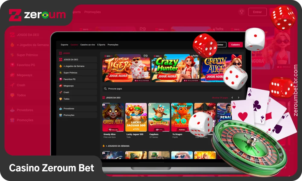 O cassino Zeroum Bet oferece caça-níqueis, jogos de mesa e jogos com crupiês ao vivo, com a possibilidade de fazer apostas em reais brasileiros