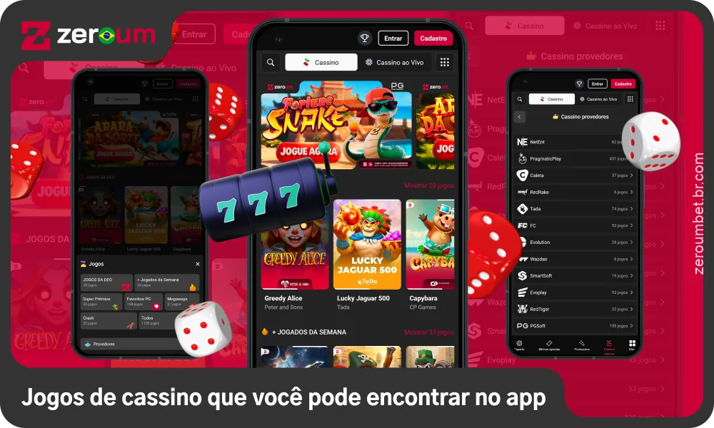 O aplicativo móvel Zeroum Bet oferece aos jogadores no Brasil caça-níqueis, cassino ao vivo, jogos de mesa e jogos instantâneos