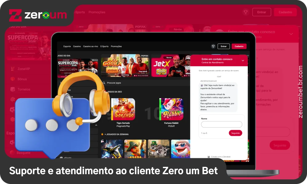 O serviço de suporte da Zeroum Bet no Brasil está disponível por meio de chat online, e-mail, central de atendimento e redes sociais