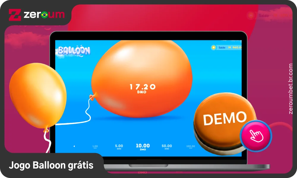 A versão demo do jogo Balloon no Zeroum Bet no Brasil permite que os jogadores experimentem a mecânica do jogo gratuitamente